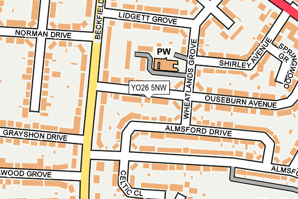 YO26 5NW map - OS OpenMap – Local (Ordnance Survey)