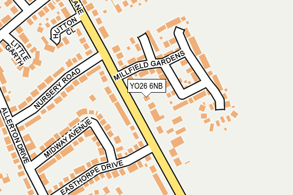 YO26 6NB map - OS OpenMap – Local (Ordnance Survey)