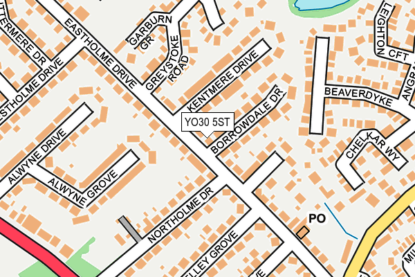 YO30 5ST map - OS OpenMap – Local (Ordnance Survey)