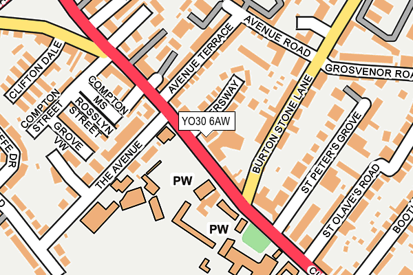 YO30 6AW map - OS OpenMap – Local (Ordnance Survey)