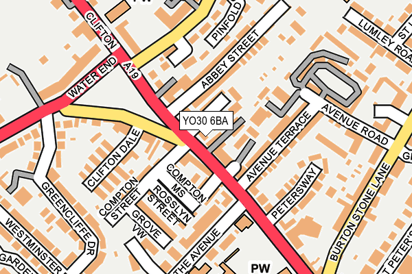 YO30 6BA map - OS OpenMap – Local (Ordnance Survey)