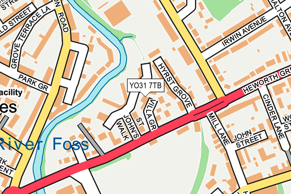 YO31 7TB map - OS OpenMap – Local (Ordnance Survey)