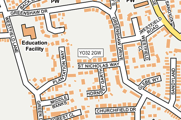 YO32 2GW map - OS OpenMap – Local (Ordnance Survey)