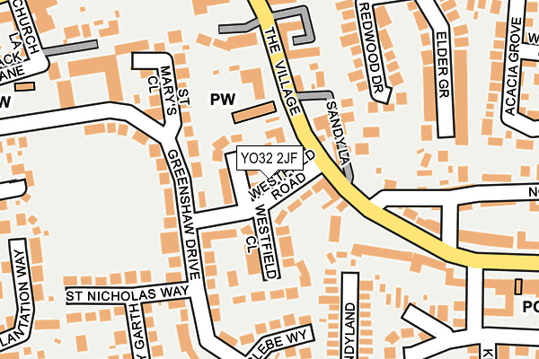 YO32 2JF map - OS OpenMap – Local (Ordnance Survey)