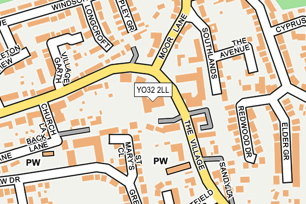 YO32 2LL map - OS OpenMap – Local (Ordnance Survey)