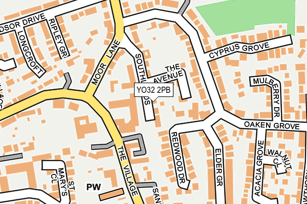 YO32 2PB map - OS OpenMap – Local (Ordnance Survey)