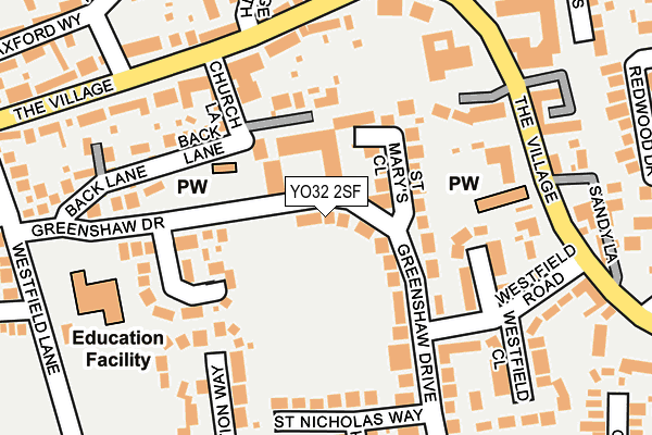 YO32 2SF map - OS OpenMap – Local (Ordnance Survey)