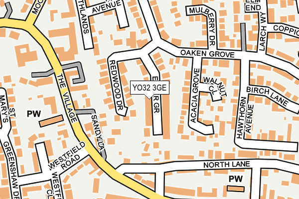 YO32 3GE map - OS OpenMap – Local (Ordnance Survey)