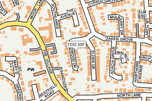 YO32 3GF map - OS OpenMap – Local (Ordnance Survey)