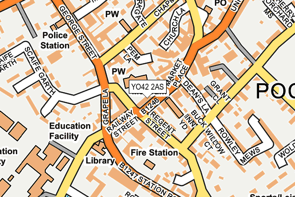 YO42 2AS map - OS OpenMap – Local (Ordnance Survey)