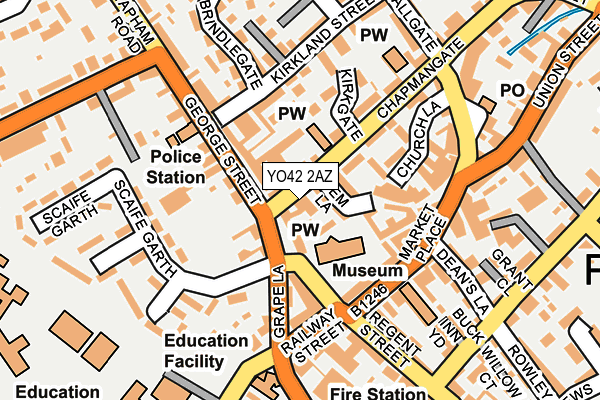 YO42 2AZ map - OS OpenMap – Local (Ordnance Survey)