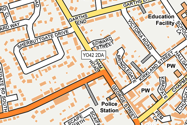 YO42 2DA map - OS OpenMap – Local (Ordnance Survey)