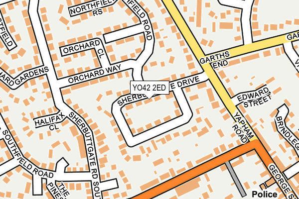 YO42 2ED map - OS OpenMap – Local (Ordnance Survey)
