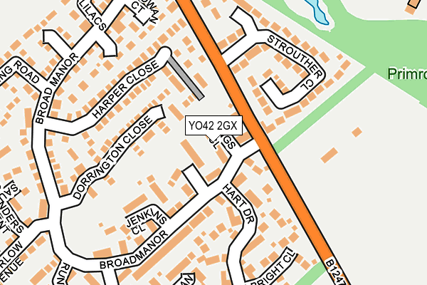 YO42 2GX map - OS OpenMap – Local (Ordnance Survey)