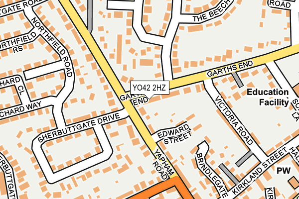 YO42 2HZ map - OS OpenMap – Local (Ordnance Survey)