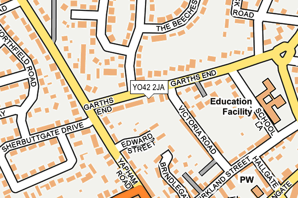 YO42 2JA map - OS OpenMap – Local (Ordnance Survey)