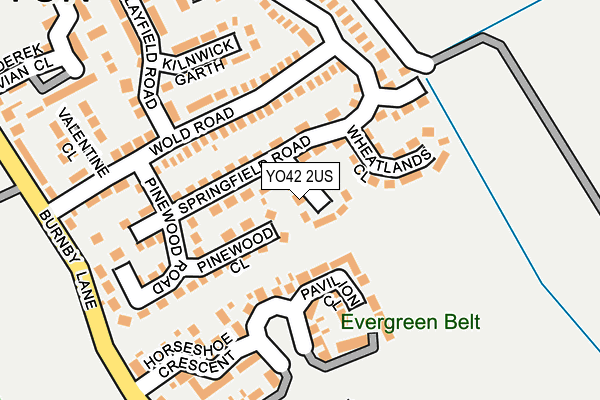 YO42 2US map - OS OpenMap – Local (Ordnance Survey)