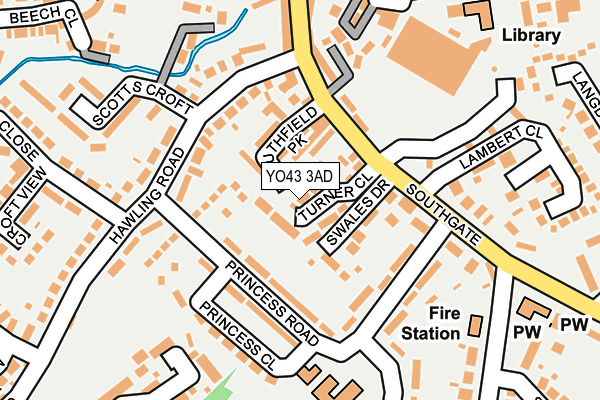 YO43 3AD map - OS OpenMap – Local (Ordnance Survey)