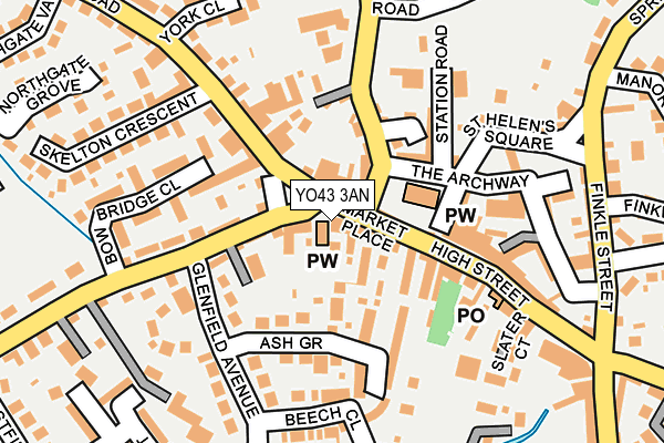 YO43 3AN map - OS OpenMap – Local (Ordnance Survey)