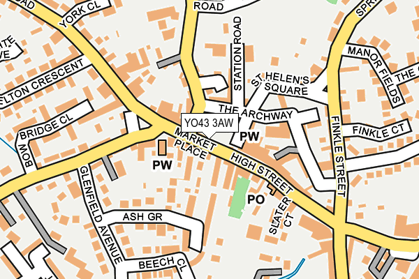 YO43 3AW map - OS OpenMap – Local (Ordnance Survey)