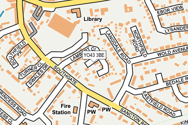 YO43 3BE map - OS OpenMap – Local (Ordnance Survey)