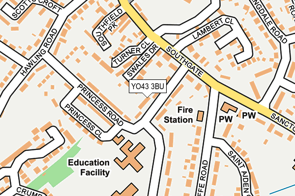 YO43 3BU map - OS OpenMap – Local (Ordnance Survey)