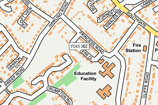 YO43 3BZ map - OS OpenMap – Local (Ordnance Survey)