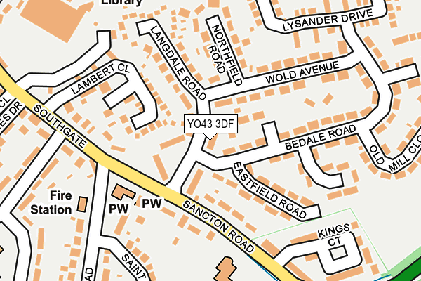 YO43 3DF map - OS OpenMap – Local (Ordnance Survey)