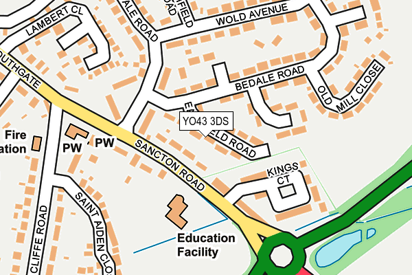 YO43 3DS map - OS OpenMap – Local (Ordnance Survey)