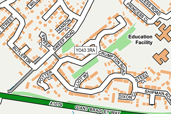 YO43 3RA map - OS OpenMap – Local (Ordnance Survey)