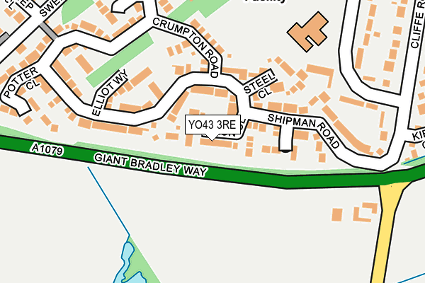 YO43 3RE map - OS OpenMap – Local (Ordnance Survey)