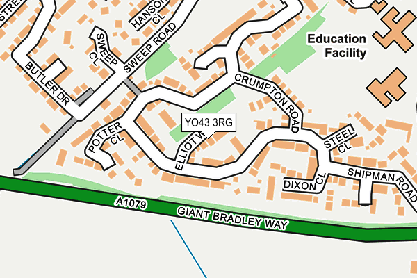 YO43 3RG map - OS OpenMap – Local (Ordnance Survey)