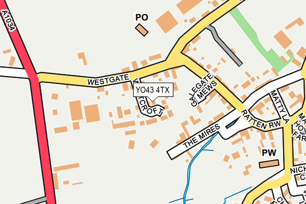 YO43 4TX map - OS OpenMap – Local (Ordnance Survey)