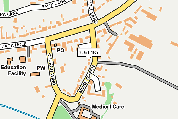 YO61 1RY map - OS OpenMap – Local (Ordnance Survey)