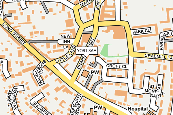 YO61 3AE map - OS OpenMap – Local (Ordnance Survey)