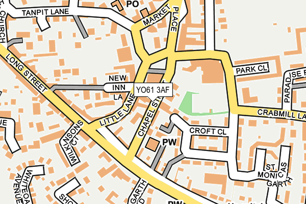 YO61 3AF map - OS OpenMap – Local (Ordnance Survey)