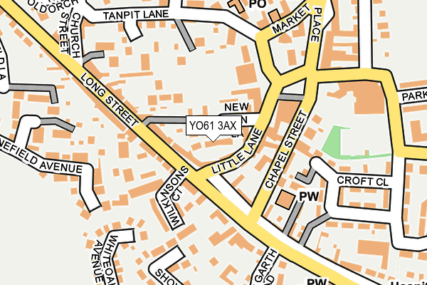 YO61 3AX map - OS OpenMap – Local (Ordnance Survey)