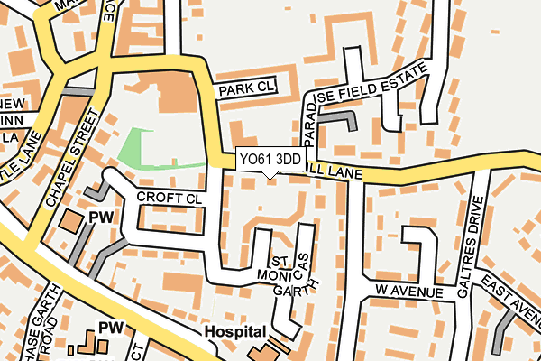 YO61 3DD map - OS OpenMap – Local (Ordnance Survey)