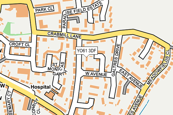 YO61 3DF map - OS OpenMap – Local (Ordnance Survey)