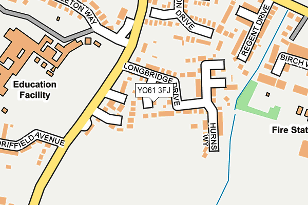 YO61 3FJ map - OS OpenMap – Local (Ordnance Survey)
