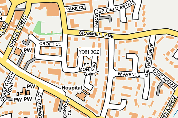YO61 3GZ map - OS OpenMap – Local (Ordnance Survey)