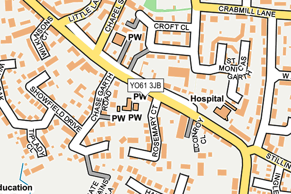 YO61 3JB map - OS OpenMap – Local (Ordnance Survey)