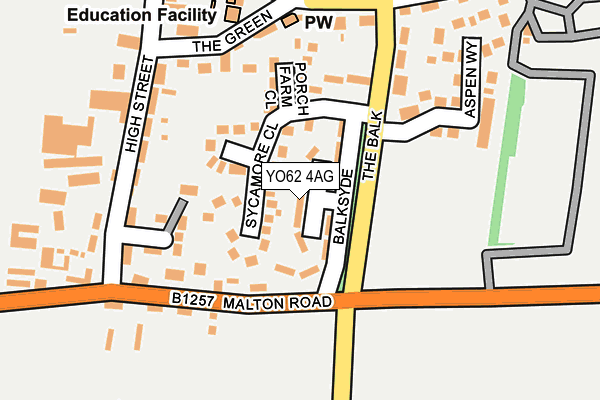 YO62 4AG map - OS OpenMap – Local (Ordnance Survey)