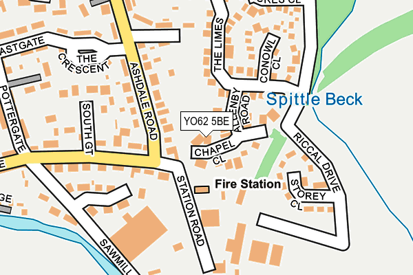YO62 5BE map - OS OpenMap – Local (Ordnance Survey)