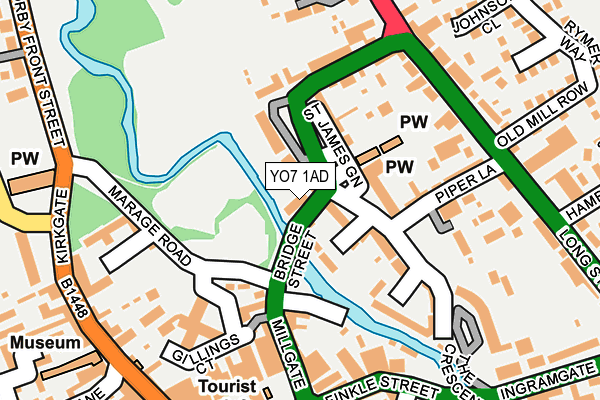 YO7 1AD map - OS OpenMap – Local (Ordnance Survey)