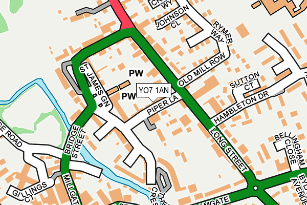 YO7 1AN map - OS OpenMap – Local (Ordnance Survey)