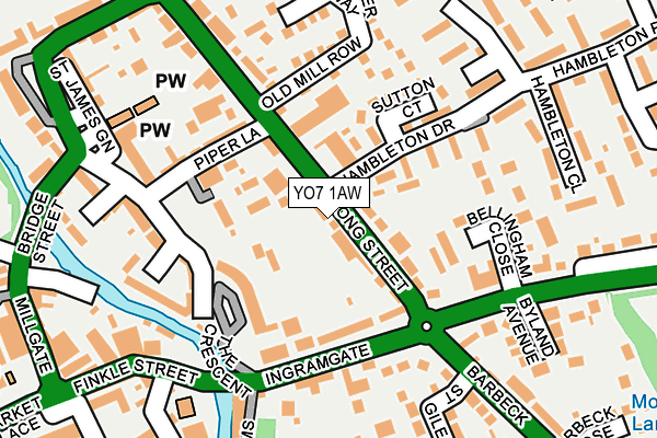 YO7 1AW map - OS OpenMap – Local (Ordnance Survey)