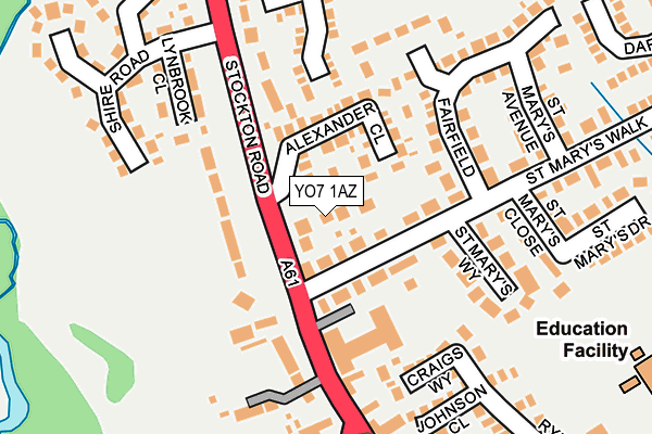 YO7 1AZ map - OS OpenMap – Local (Ordnance Survey)