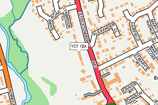 YO7 1BA map - OS OpenMap – Local (Ordnance Survey)