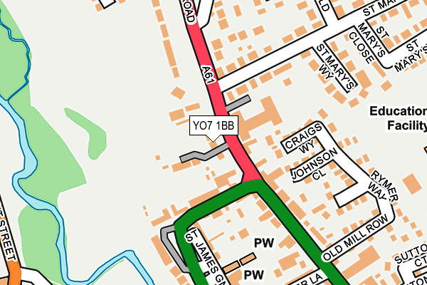 YO7 1BB map - OS OpenMap – Local (Ordnance Survey)